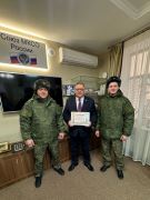 Благодарность председателю КСП Волгограда Мордвинцеву А.И. за поддержку военнослужащих
